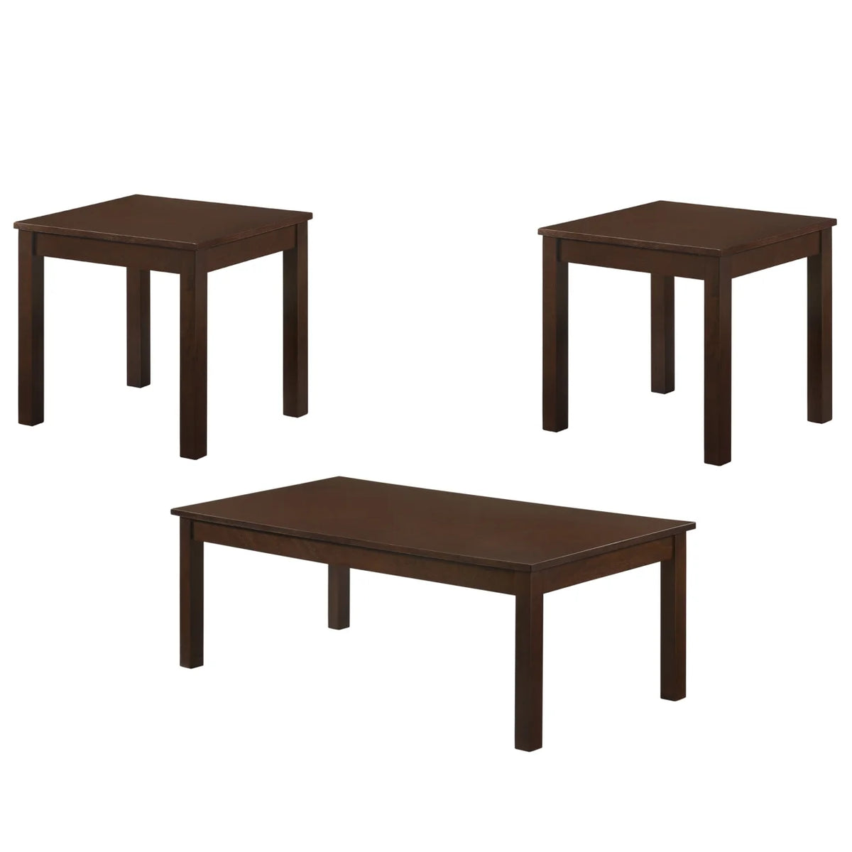 Brown 3 Piece Wooden Cocktail and End Table Y840697