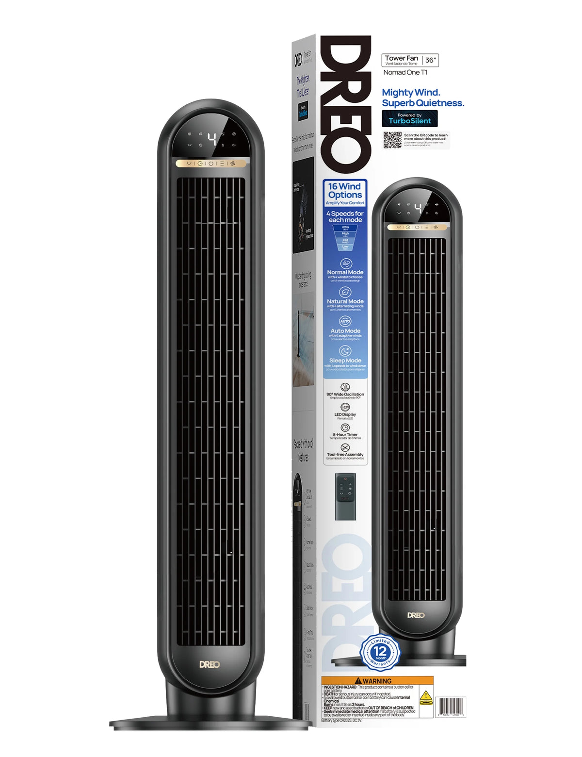 36-in Standing Tower Fan with Remote K94423