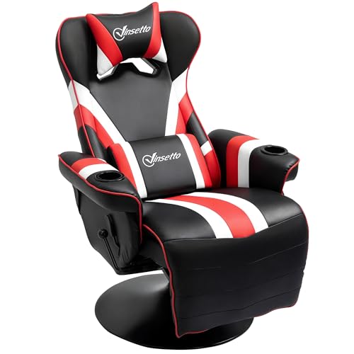 Black White Red Gaming Chair with Footrest and Cup Holder X3236