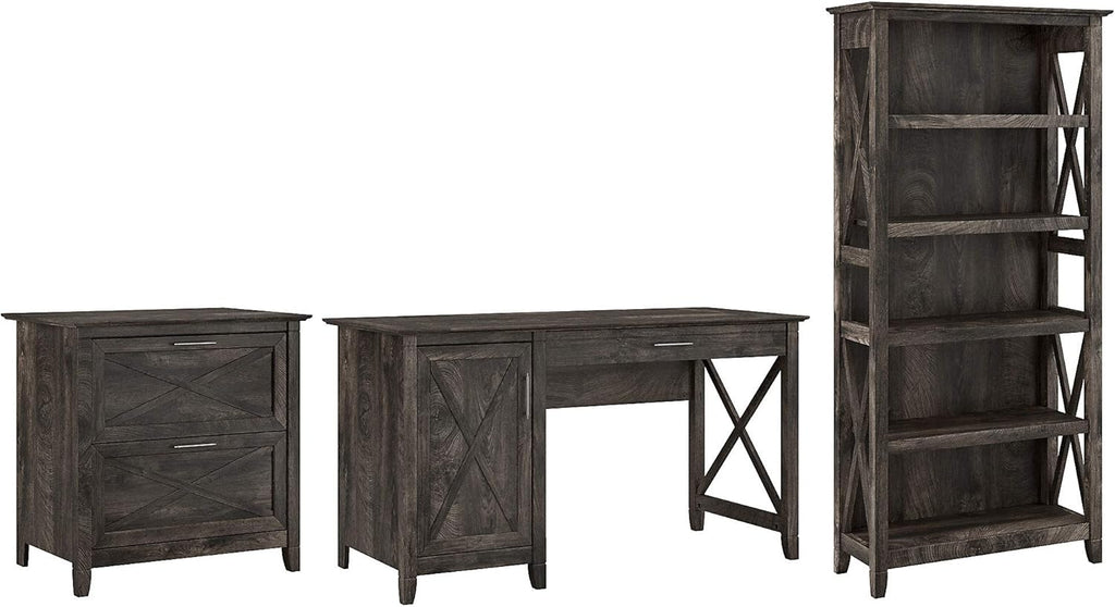 Computer Desk with 2 Drawer File Cabinet and 5 Shelf Bookcase V518689