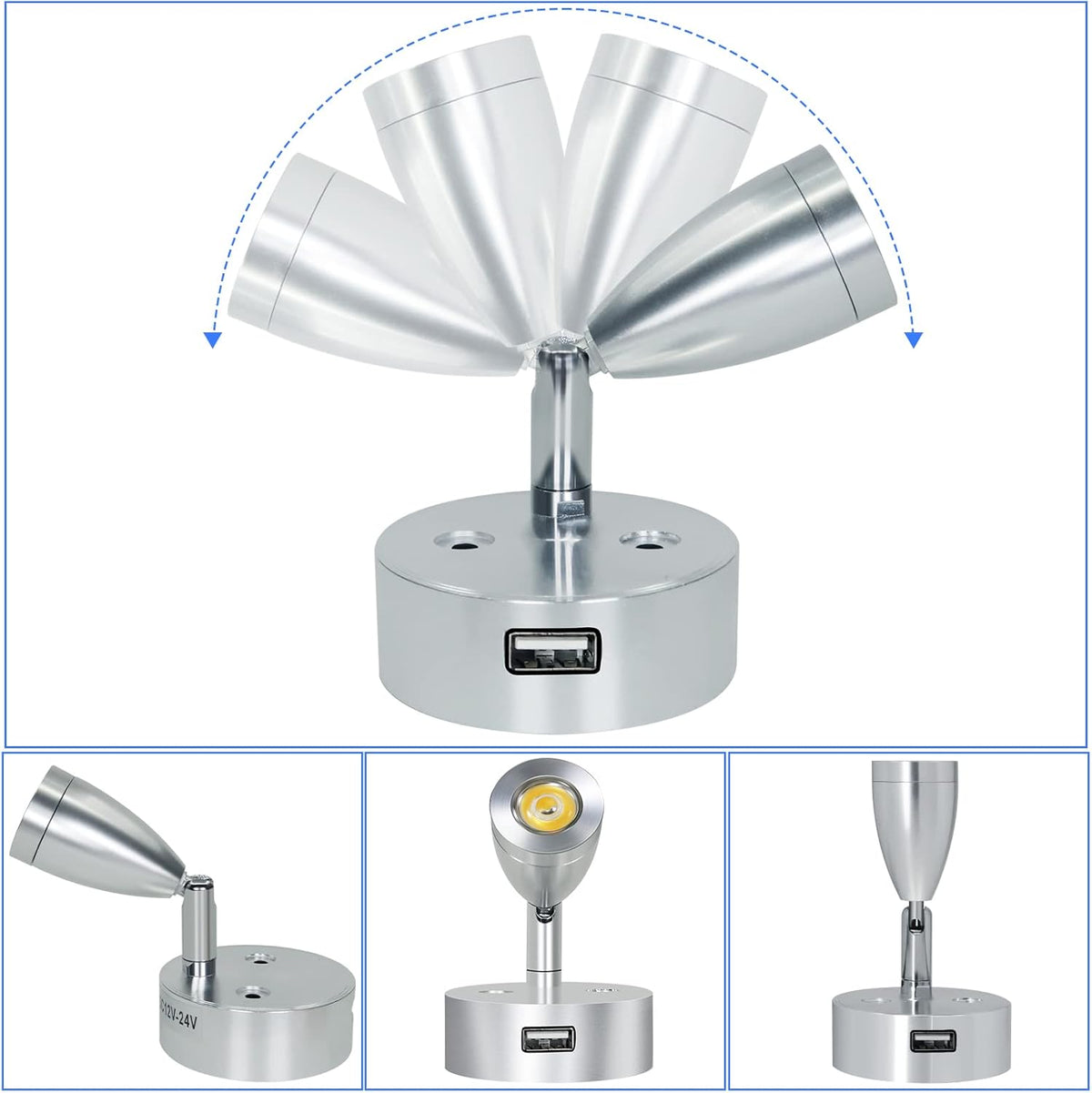 4PCS DC12-24V LED Reading Lamp with USB Port N2080