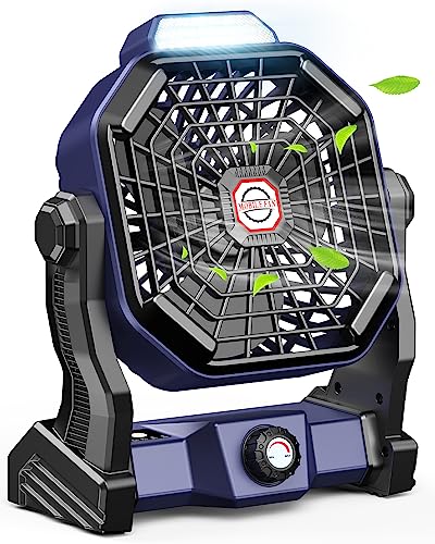 9 Inch Rechargeable Battery Powered Camping Fan with LED Lantern V682