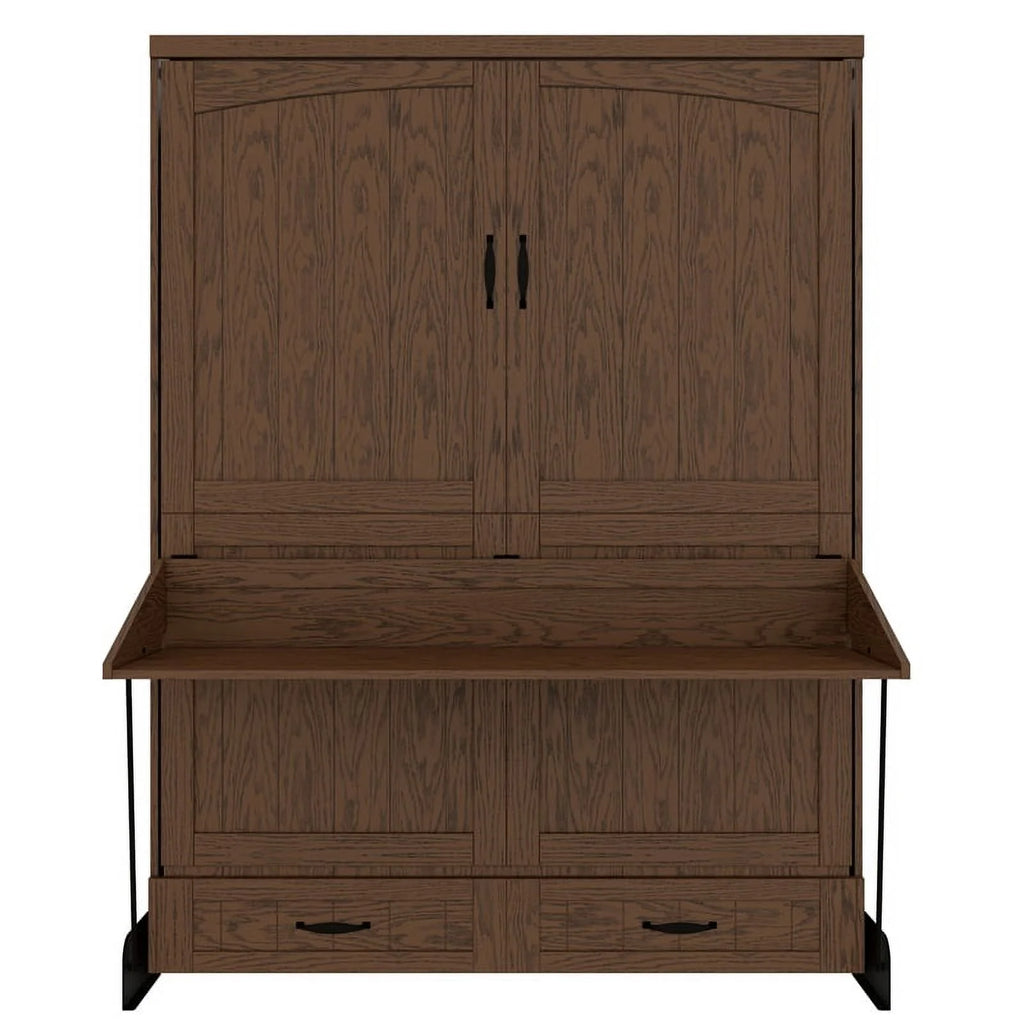 Solid Wood Queen Size Murphy Desk Bed in Brown X859