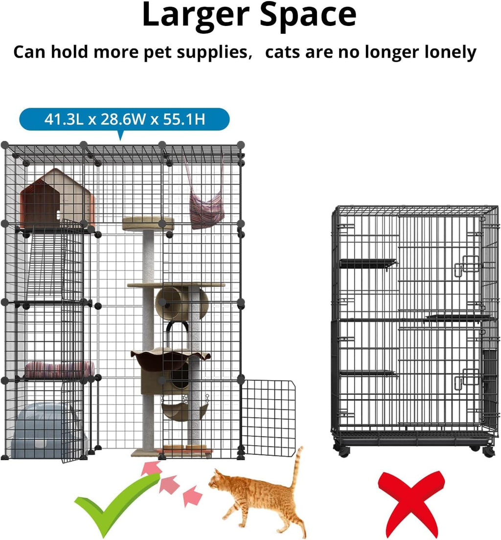 Large Cat Cage Indoor DIY Cat Playpen Detachable Metal Wire Kennels Crate H616876