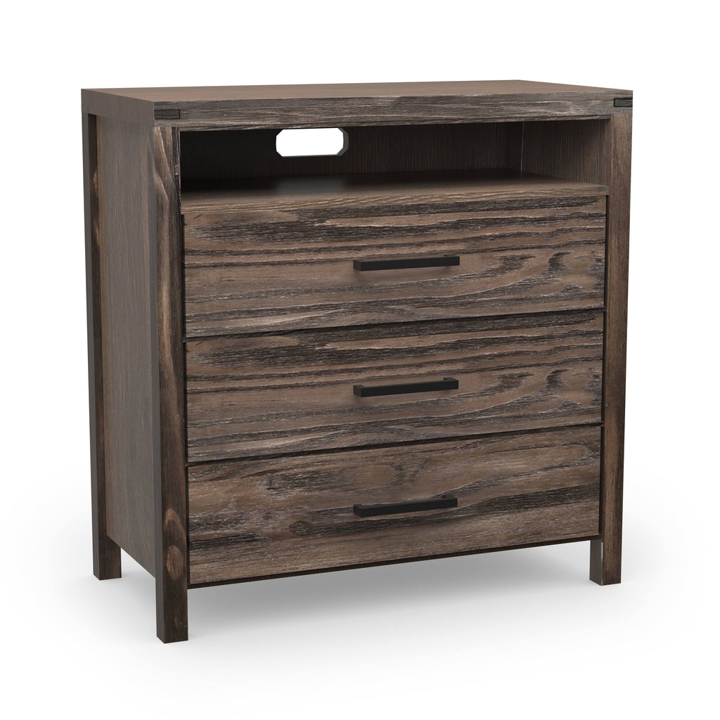 Dark Grey Wire-Brushed 3-Drawer Media Chest W9132