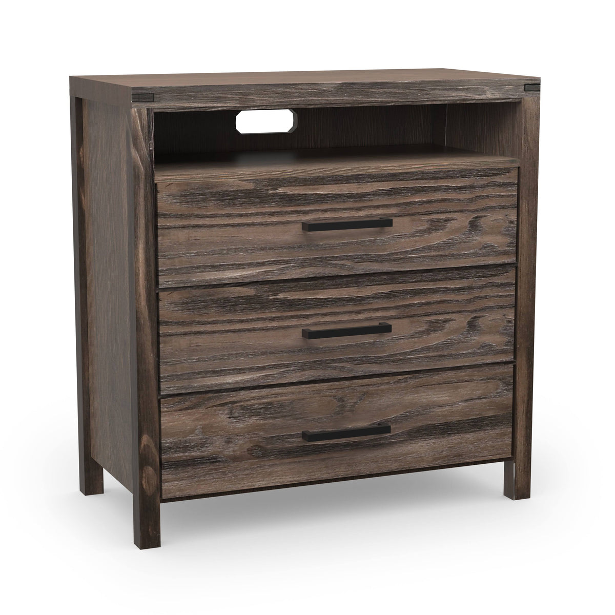 Dark Grey Wire-Brushed 3-Drawer Media Chest W9132