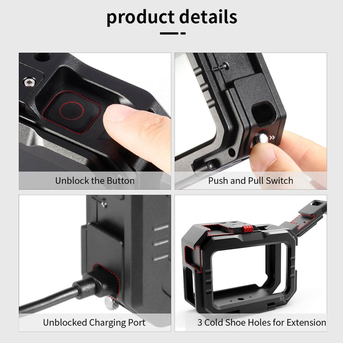 Aluminum Video Case with Cold Shoe Mount for Gopro 9/10 M673000