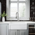 30 in. Matte Stone Farmhouse Kitchen Sink Set with Faucet in Stainless Steel Y396167