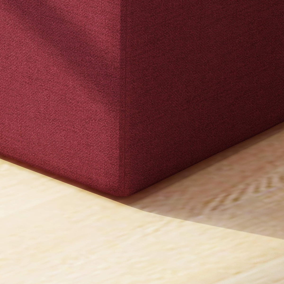 Deep Red Fabric Square Ottoman N48788