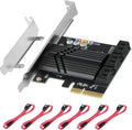 PCIe X4 6 Ports SATA III Expansion Card 6 Gbps with 6 SATA Cables I689