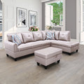 Faux Leather 3 Pieces Right Facing Sofa Set With Ottoman M97775
