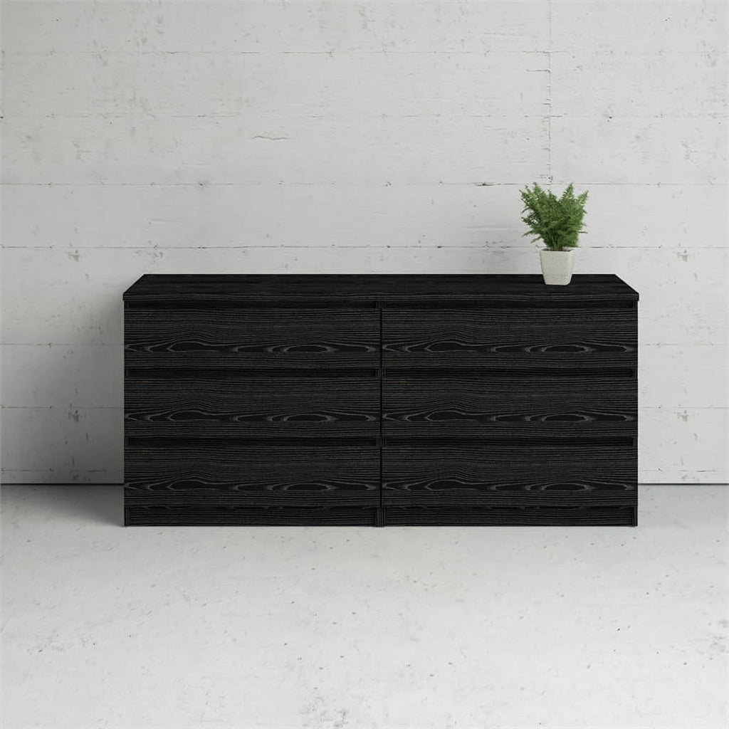 Black 6 Drawer Wood Double Dresser R44305