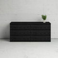 Black 6 Drawer Wood Double Dresser R44305