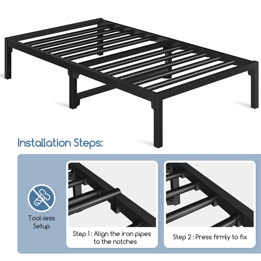 13 Twin Size Metal Bed Frame Black X627540