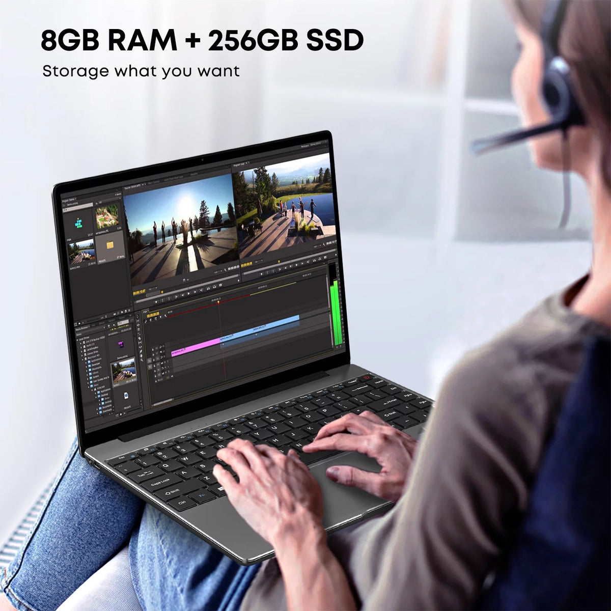 14.1" Laptop 256GB SSD 8G RAM Windows 11 Intel Quad Core IPS Screen P91610
