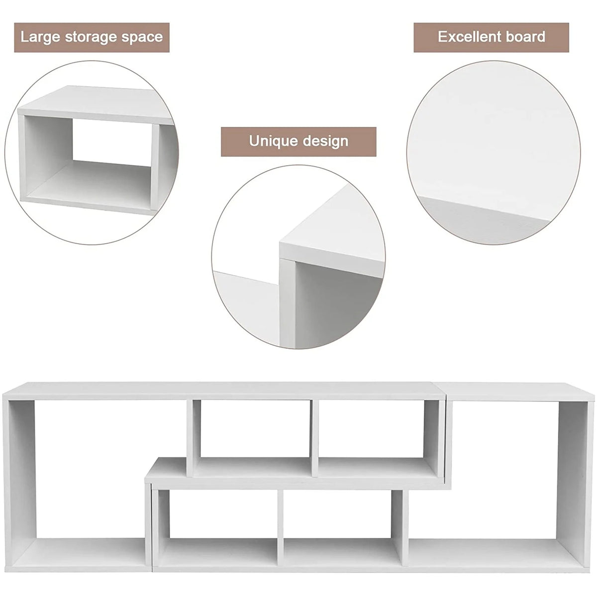 White L-Shaped TV Stand Bookcase J28087