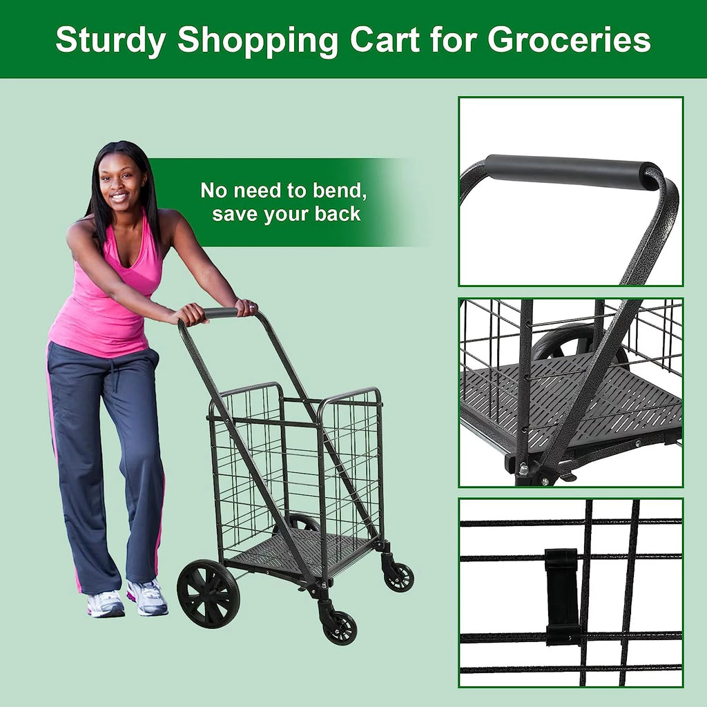 Folding Utility Cart with Swivel Wheels, 77lb Capacity Z5795