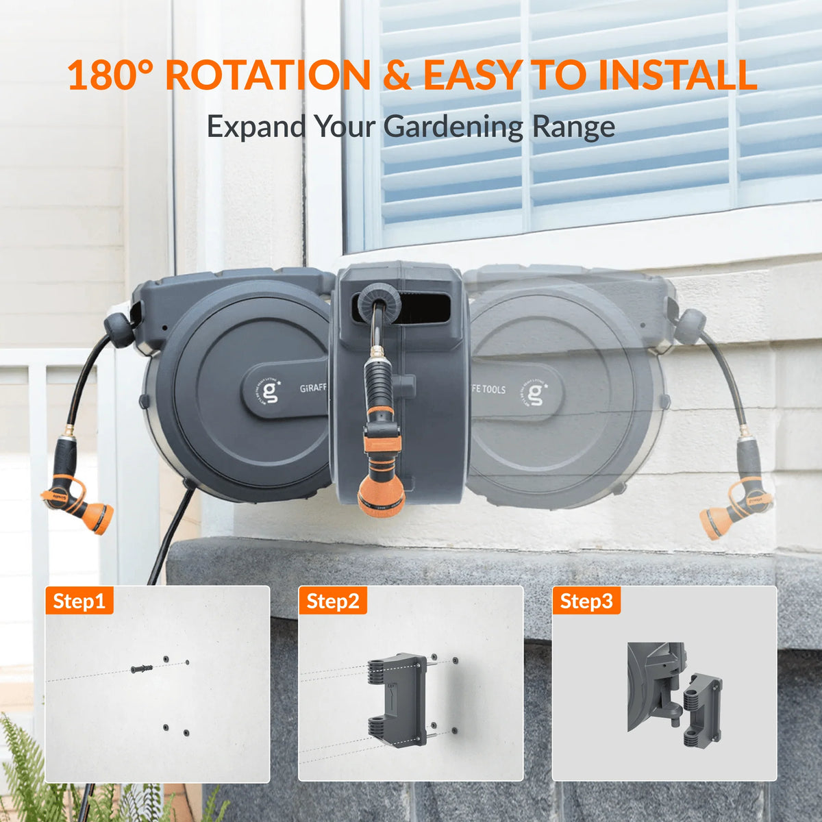 Retractable Garden Hose Reel 1/2in 130ft P35657