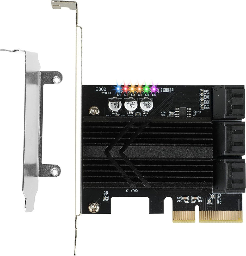 PCIe X4 6 Ports SATA III Expansion Card 6 Gbps with 6 SATA Cables I689