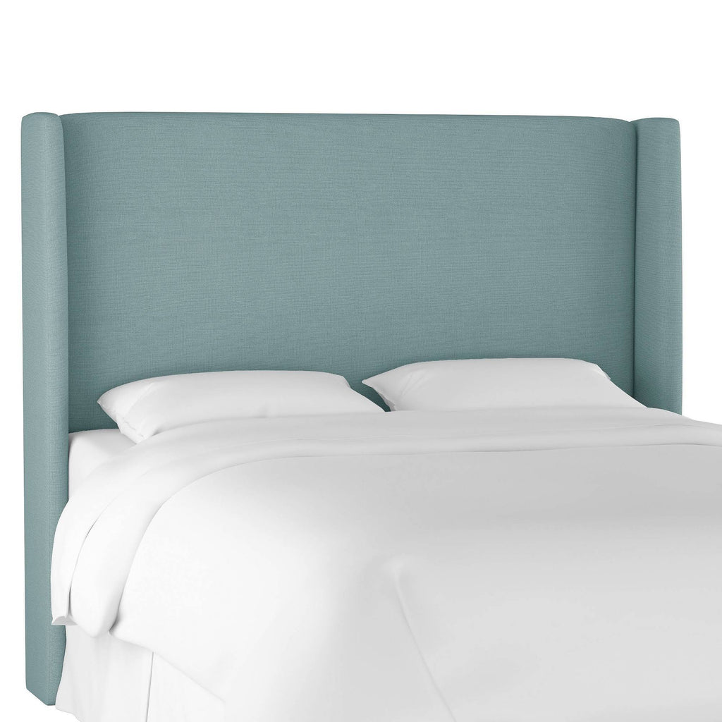 Queen Upholstered Wingback Headboard Linen Seaglass A784