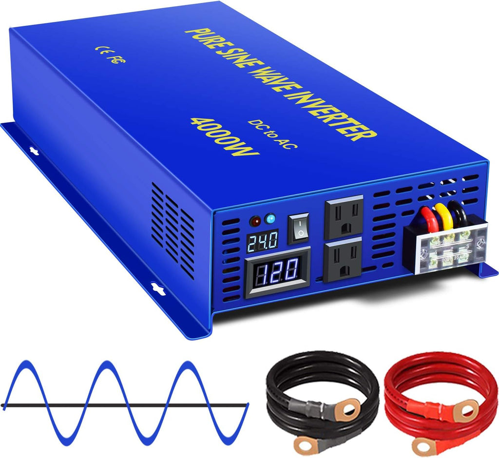Pure Sine Wave Power Inverter 3500W 24V DC to AC 110V 120V with LCD Display E2241