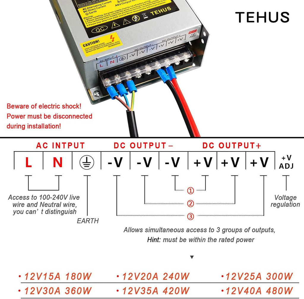 110V/220V to DC 12V 30A 360W Switching Power Supply I9501
