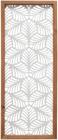 Carved Leaf Wood Wall Panel White Tropical Finish M618626