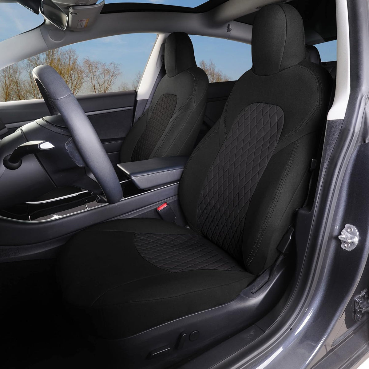 Gray and Black 2PCS Car Seat Covers P71576