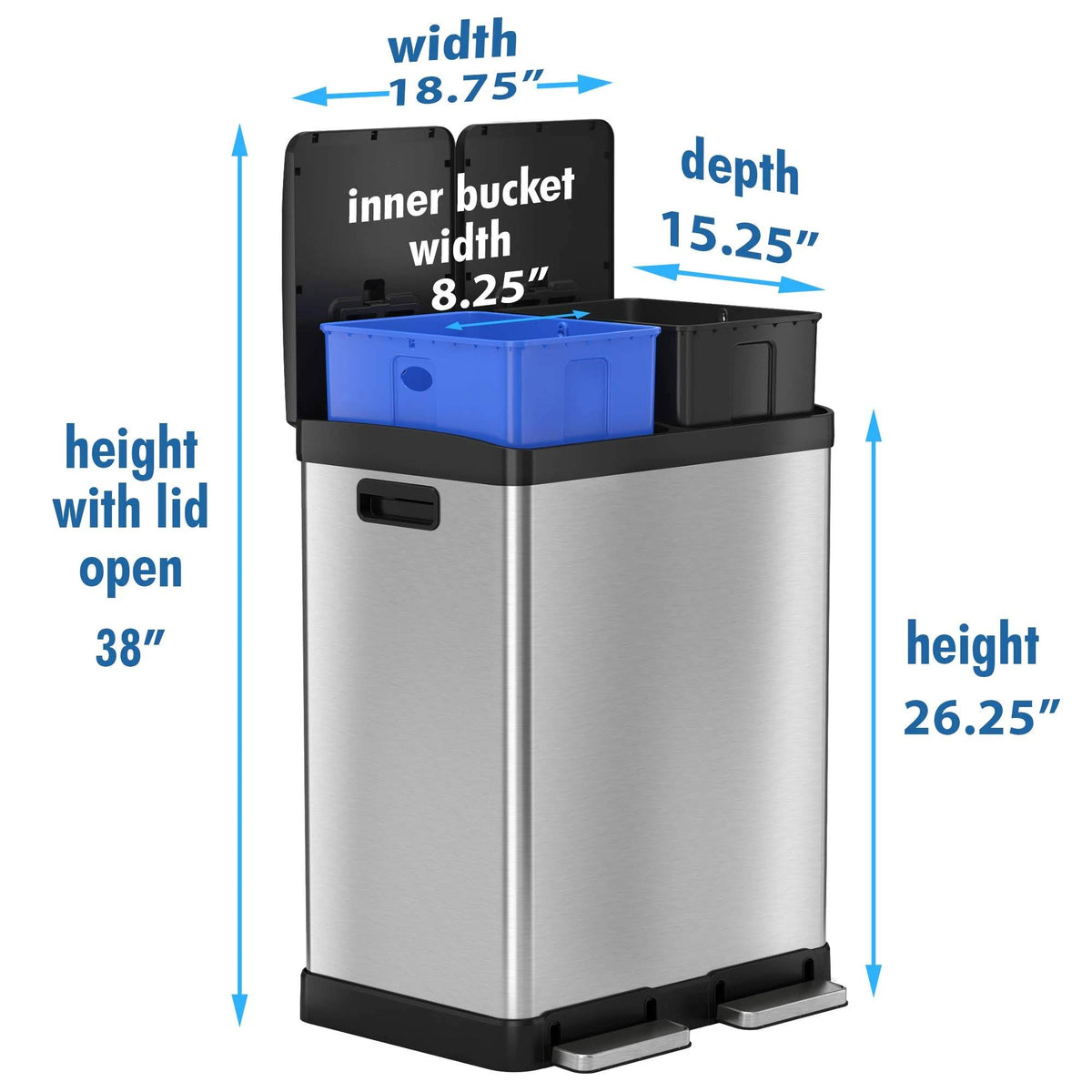 16 Gallon Stainless Steel Step Trash Can X681