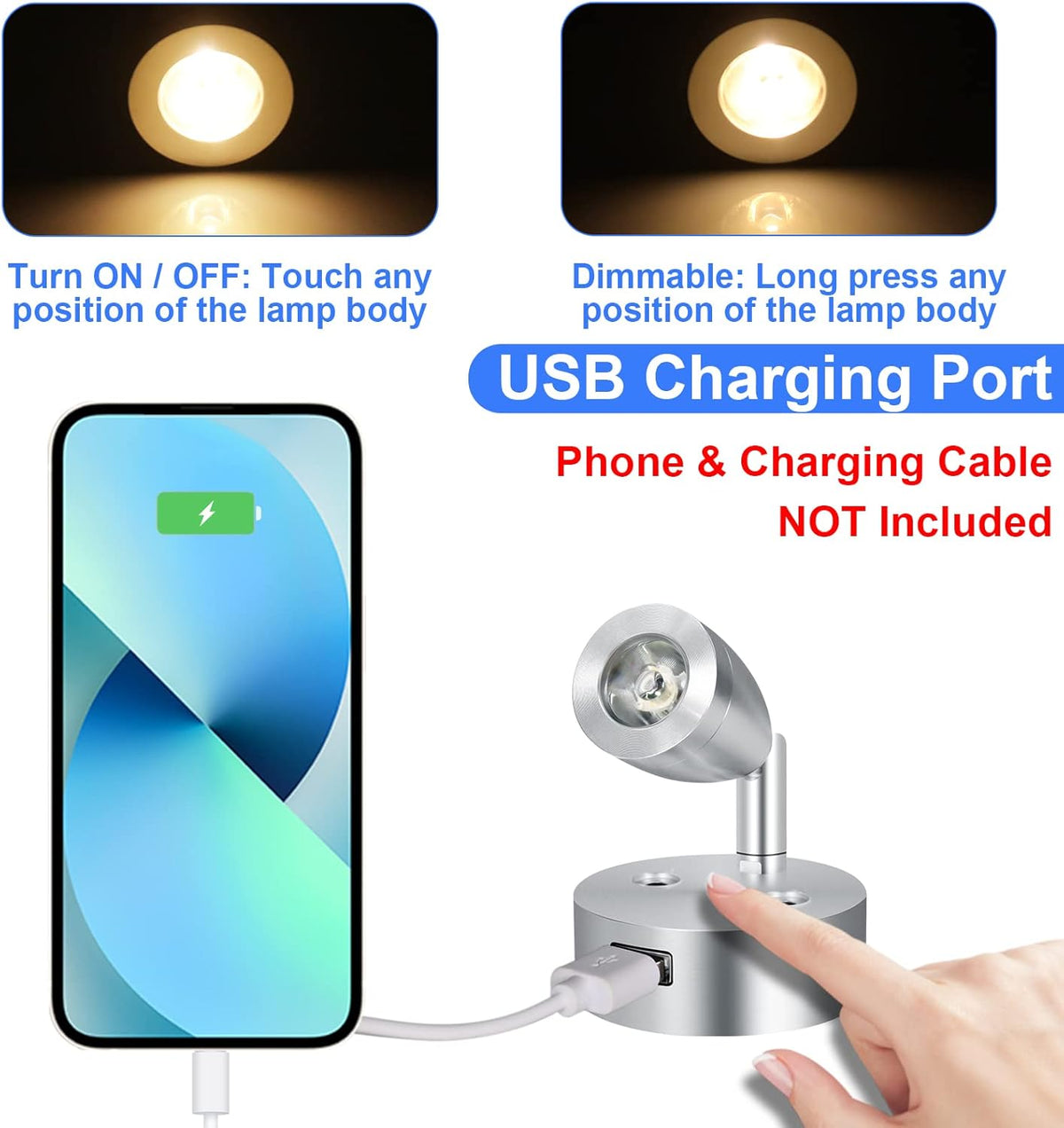 4PCS DC12-24V LED Reading Lamp with USB Port N2080