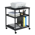 3-Tier Printer Stand Rolling Cart with Adjustable Shelf and Swivel Wheel Black T8610