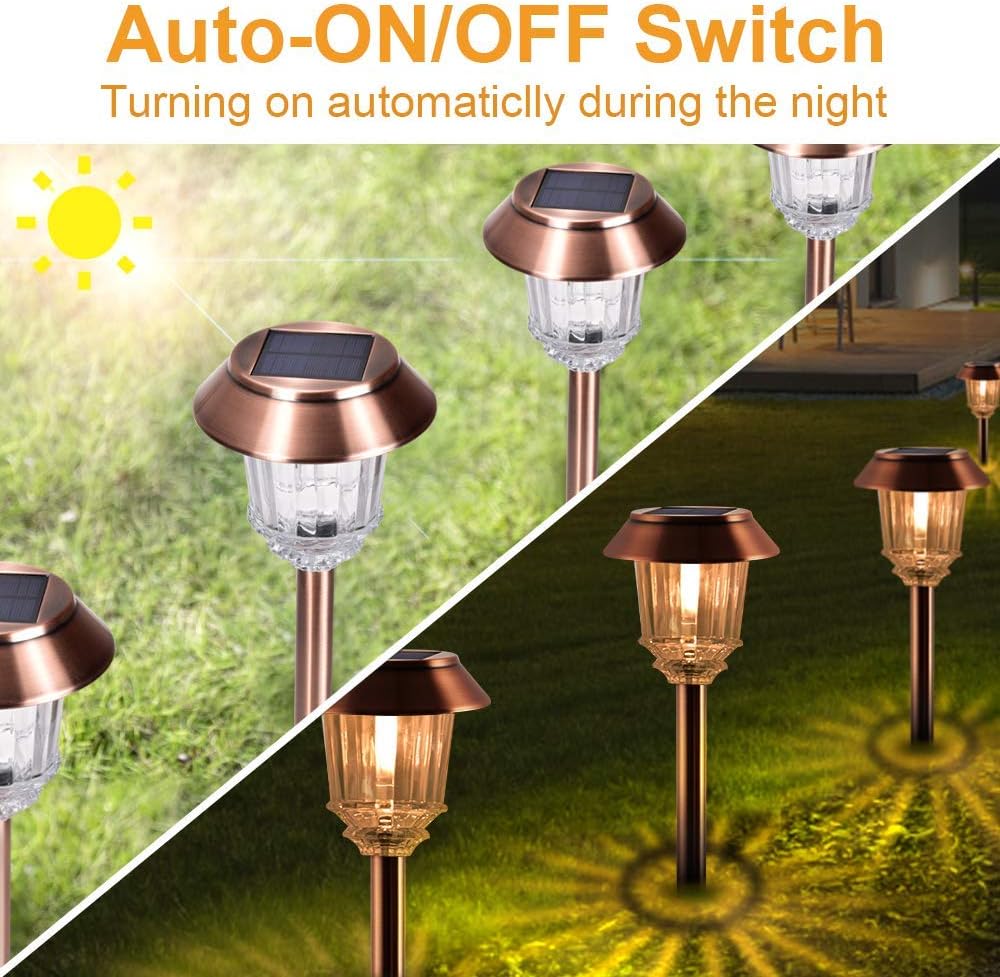 4 Pack IP65 Waterproof Dimmable Solar Pathway Lights E6843