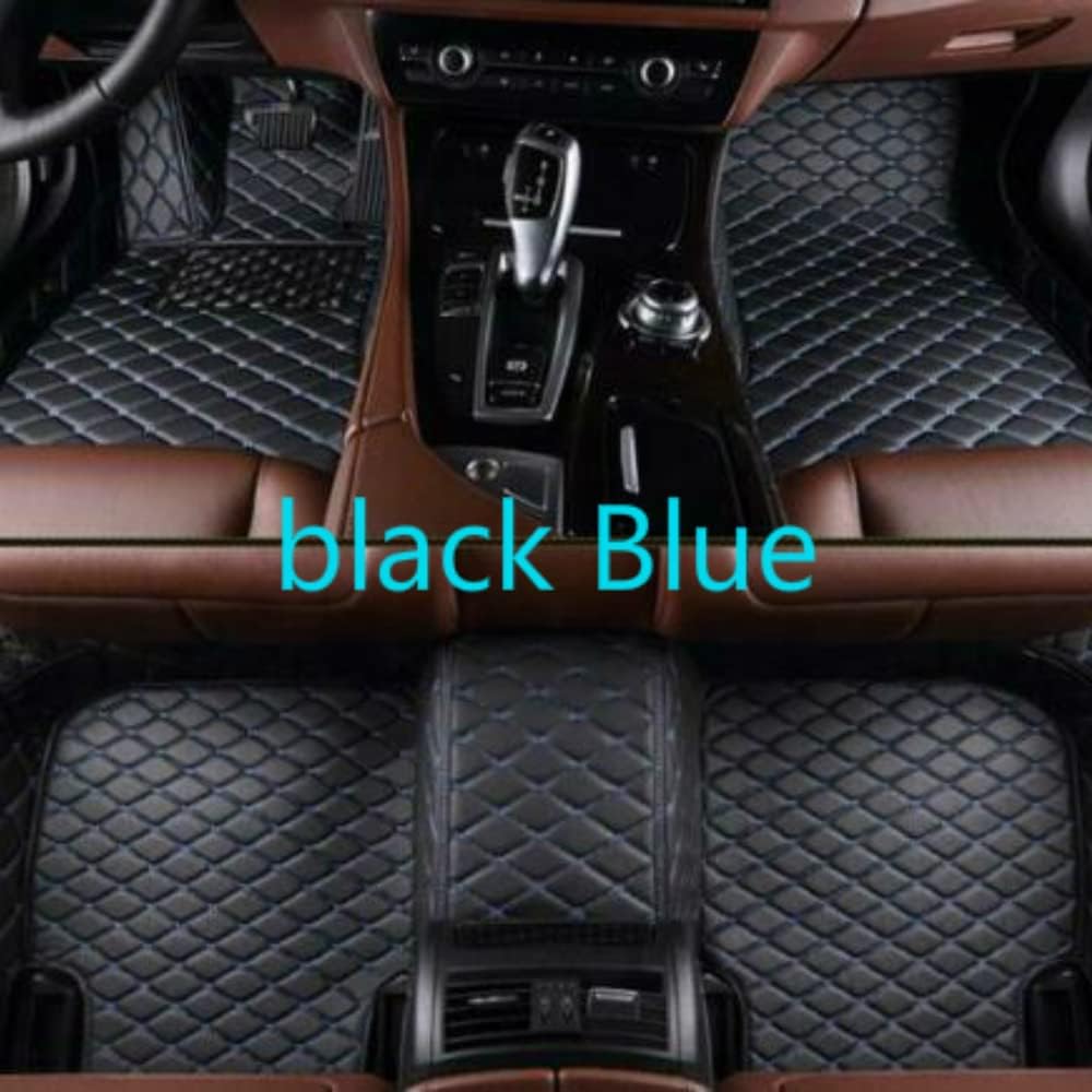 Black Beige Leather Car Floor Mats E9611