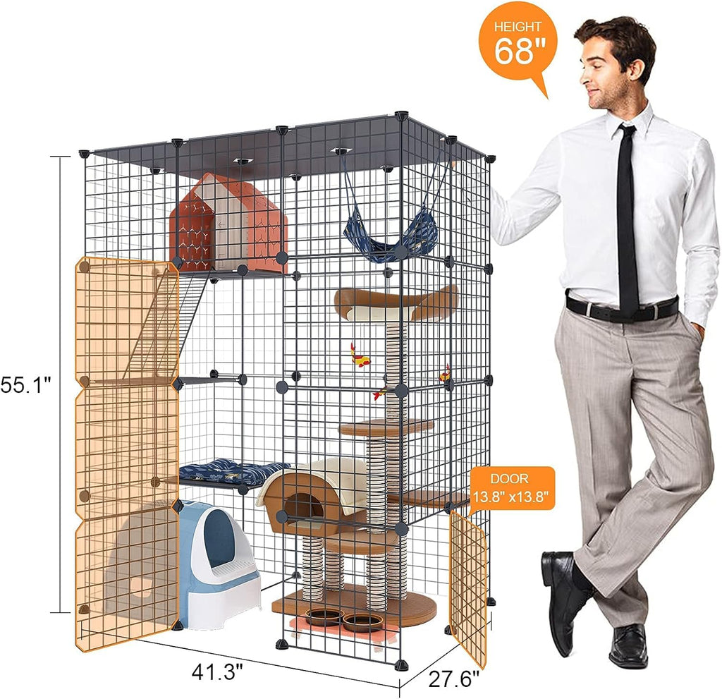 Large Cat Cage Indoor DIY Cat Playpen Detachable Metal Wire Kennels Crate H616876