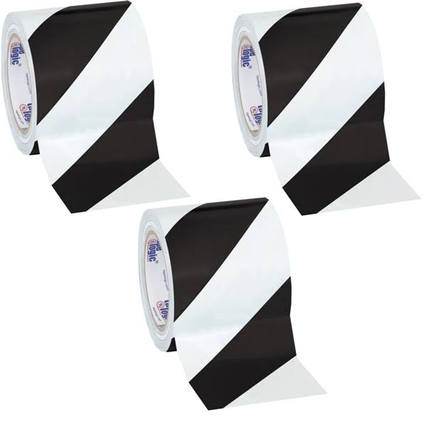 Black/White Striped Vinyl Safety Tape 4x22 x 36 Yard Roll O127855