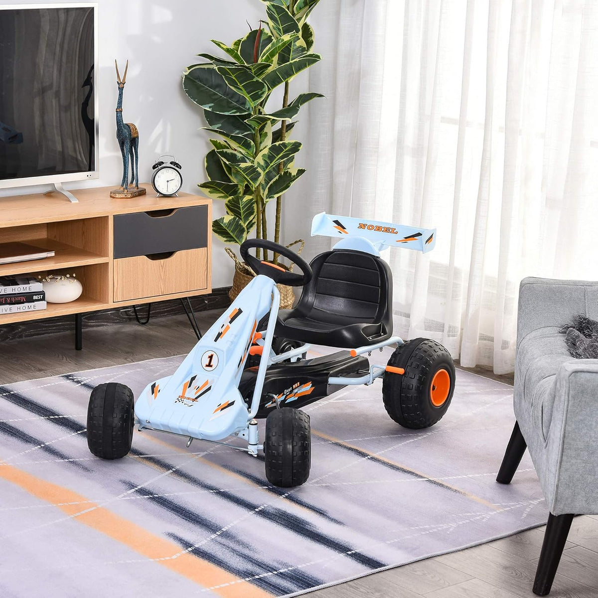 Pedal Go Kart Ride on Car with Adjustable Seat White S329126