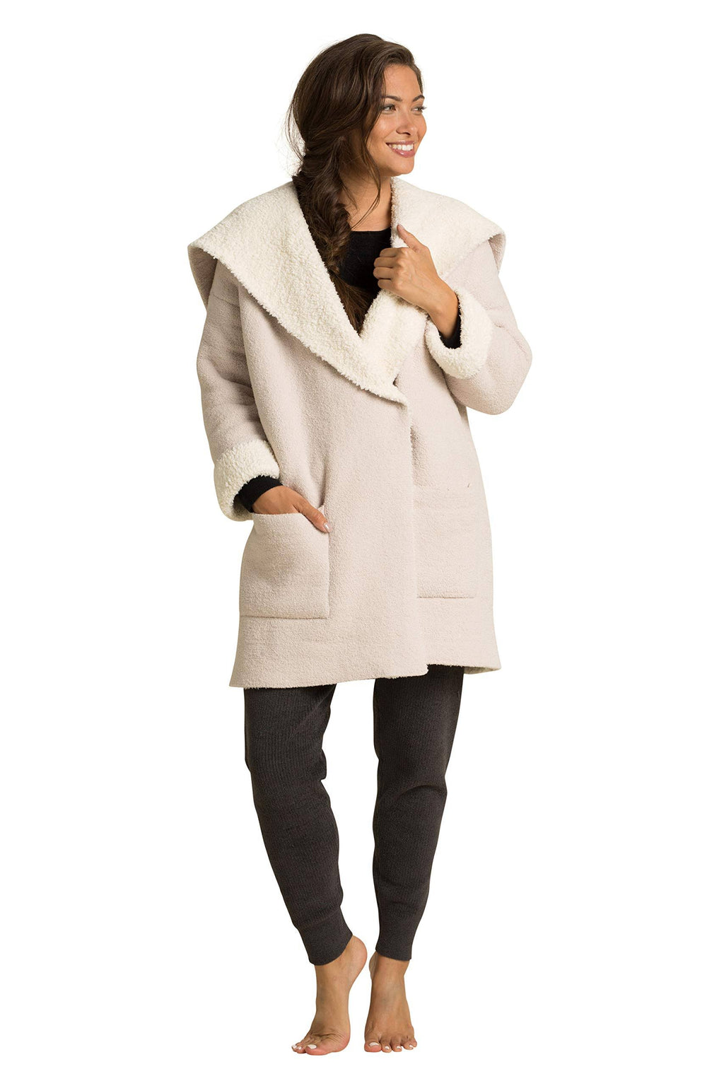 Stone Cream Shearling Car Coat B3923