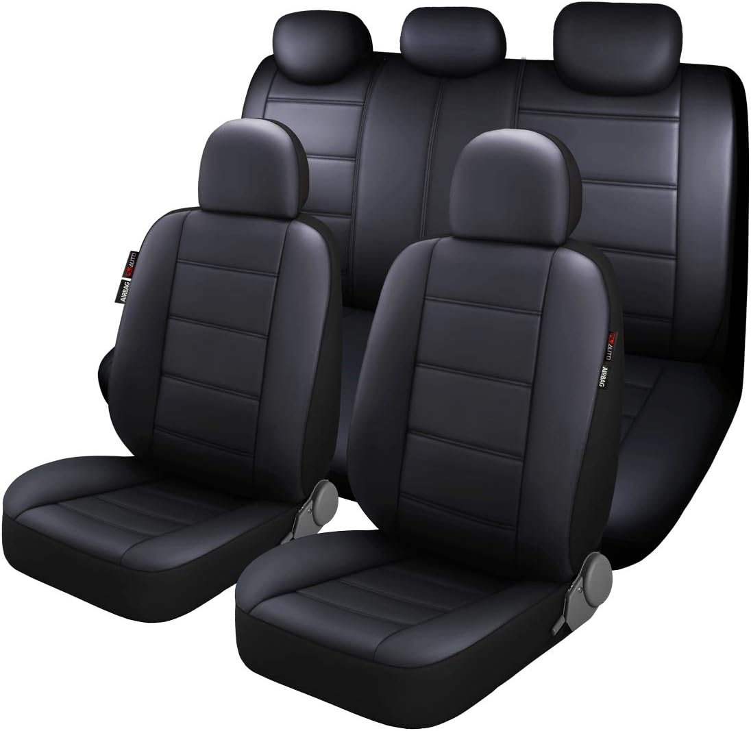 PU Leather Car Seat Cover Full Set 11pcs Gray P198