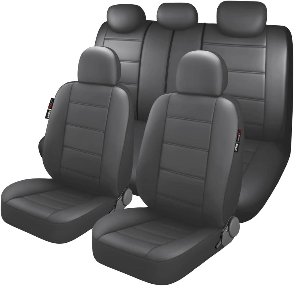 PU Leather Car Seat Cover Full Set 11pcs Gray P198