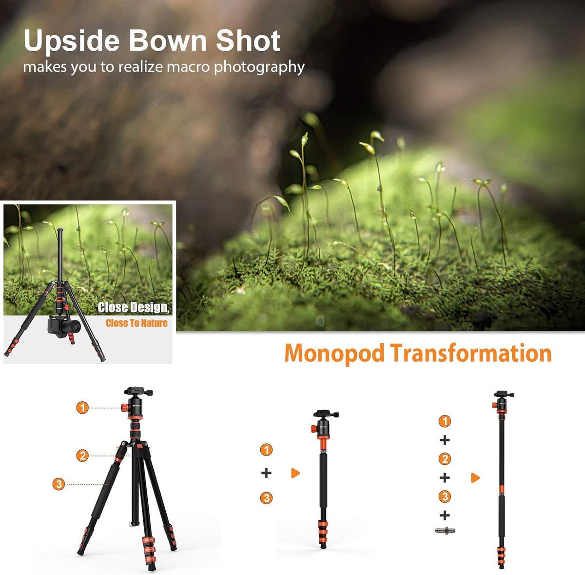 Compact Aluminum Camera Tripod with 360° Ball Head U7433
