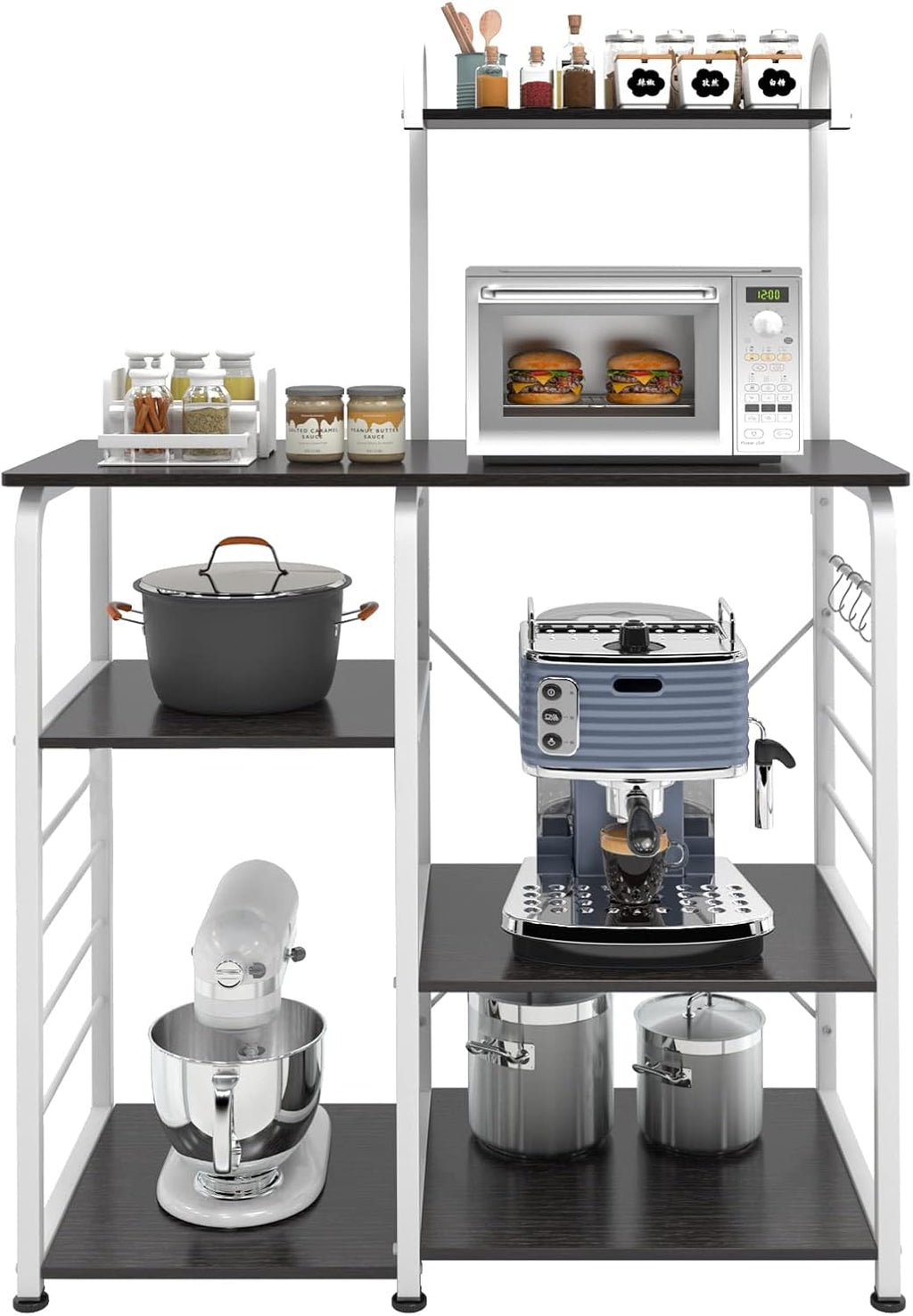 Black 3-Tier Microwave Cart Stand J78290