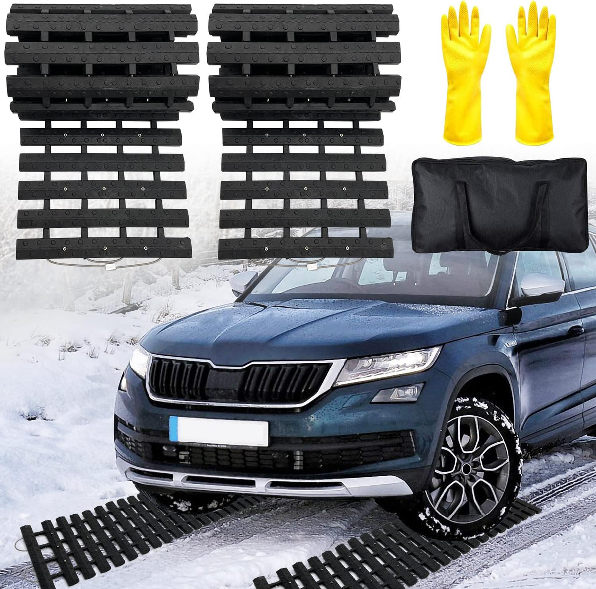 Tire Traction Mats Portable for Snow Ice Mud and Sand 2PCS 27.6in I232