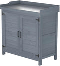 Wooden Outdoor Storage Cabinet with Potting Bench Y35967