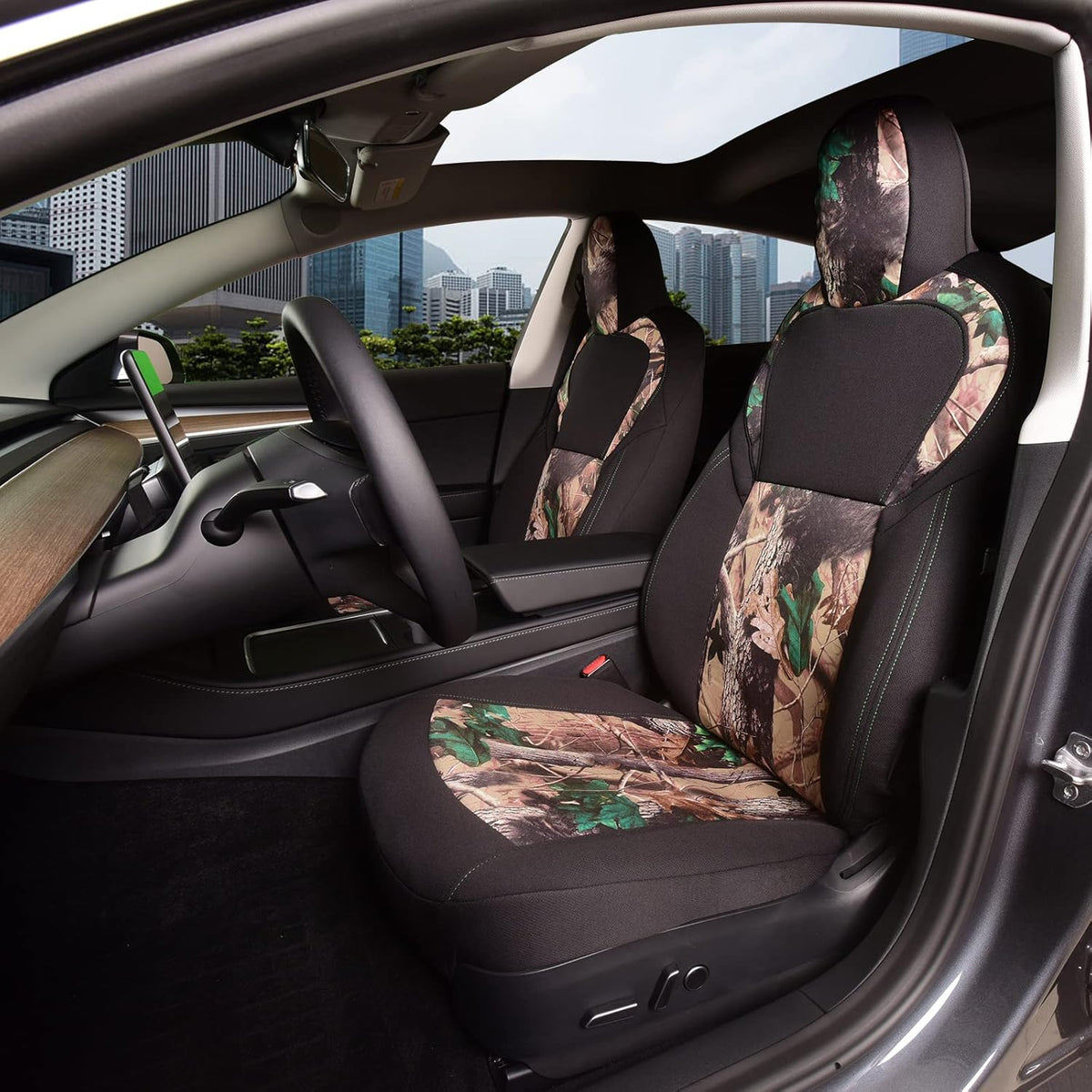 Gray and Black Car Seat Covers Set P9955