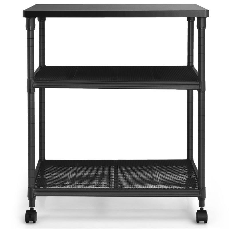 3-Tier Printer Stand Rolling Cart with Adjustable Shelf and Swivel Wheel Black T8610