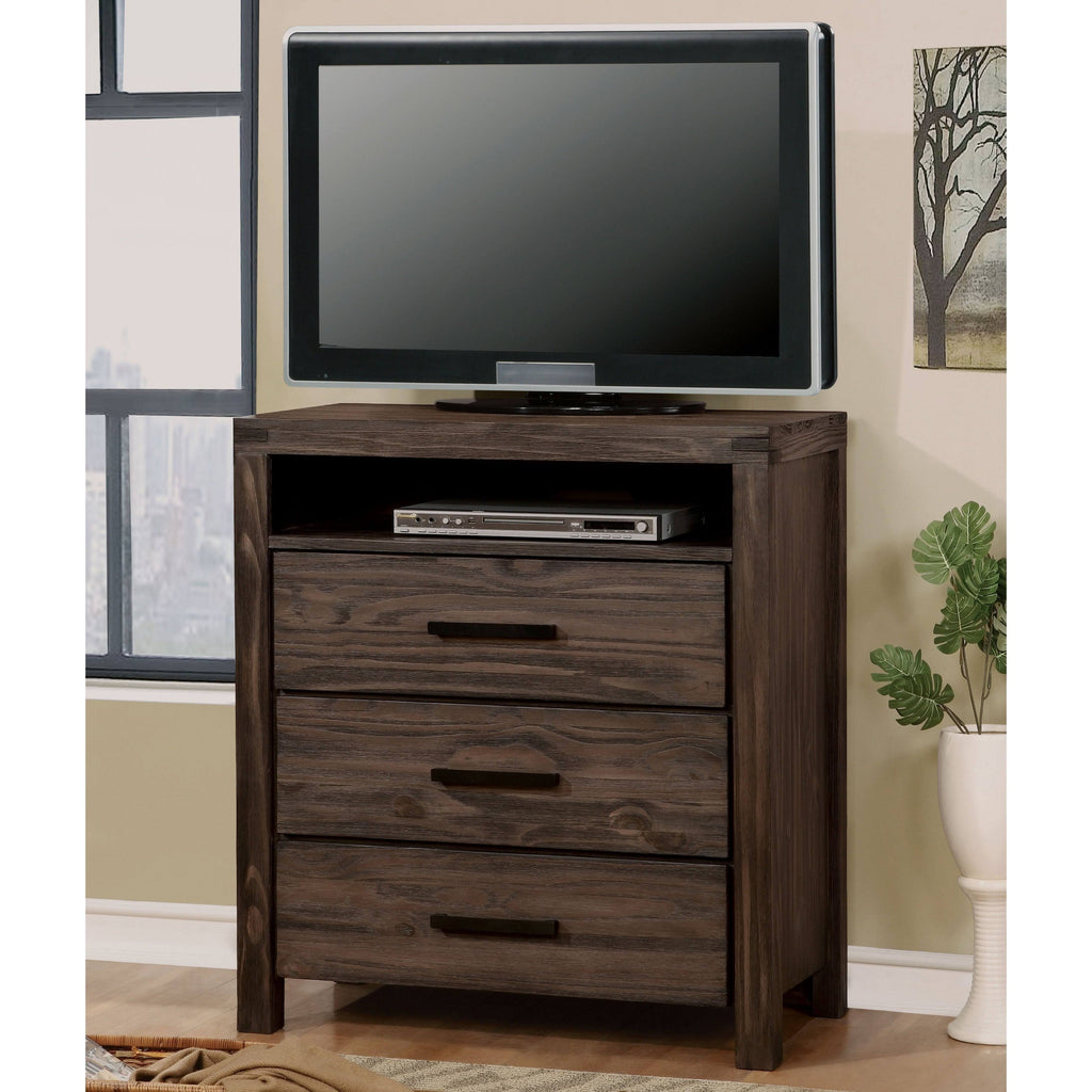 Dark Grey Wire-Brushed 3-Drawer Media Chest W9132