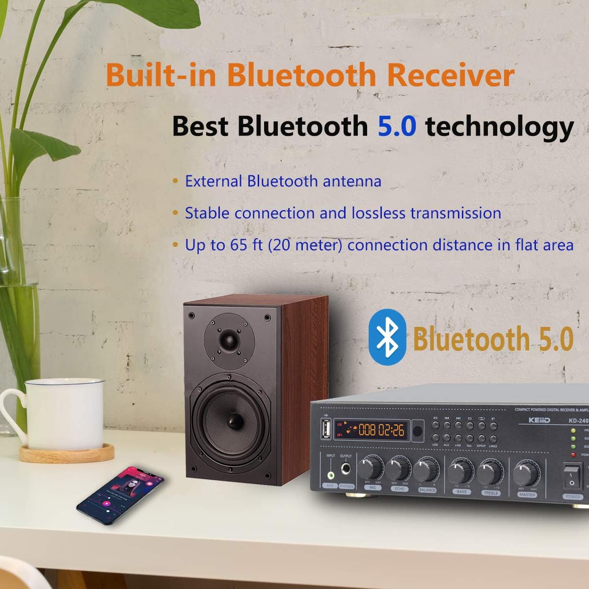 Bluetooth Stereo Digital Amplifier Receiver 2X 40W Y586086