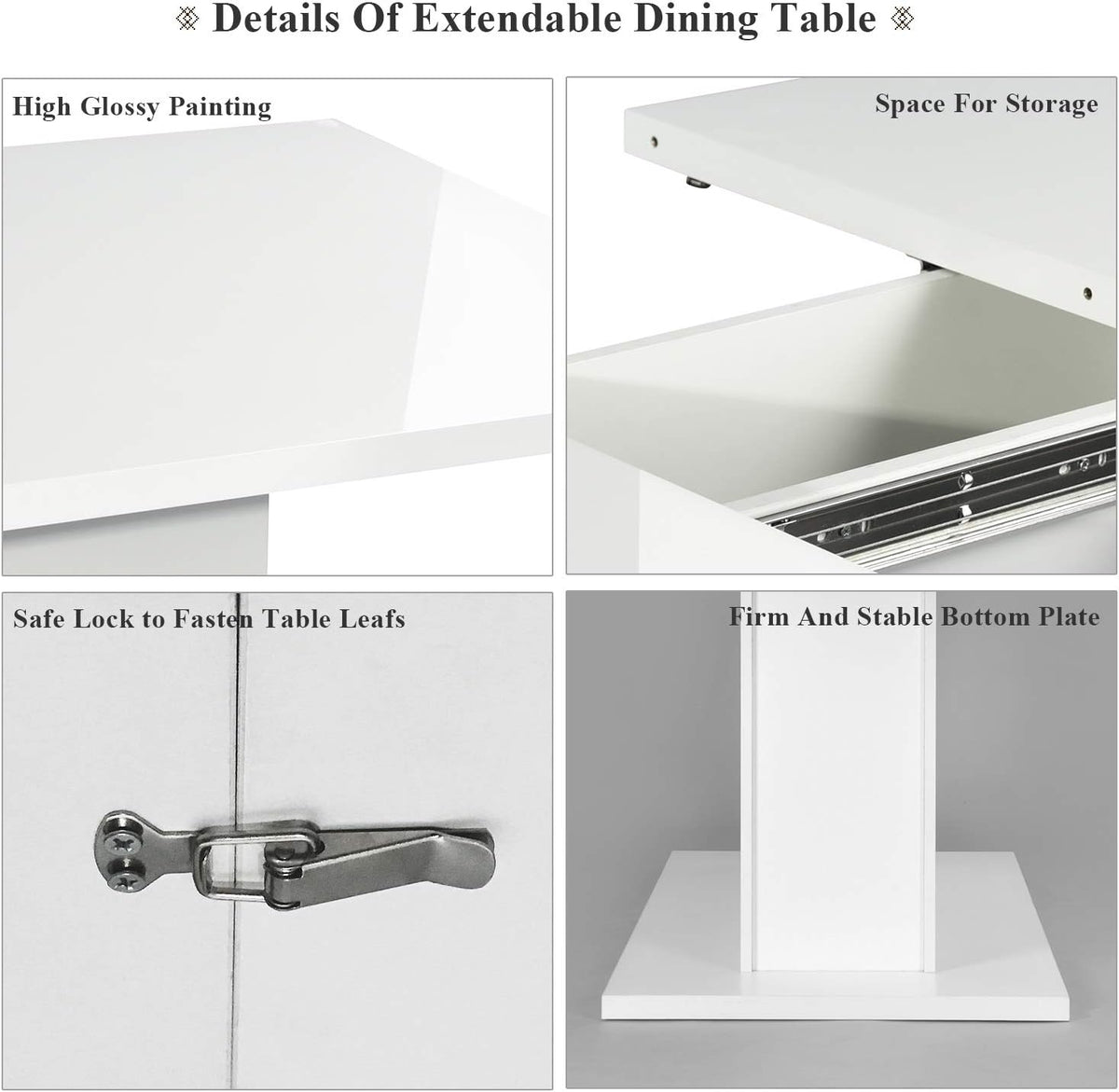 Gloss White Extensible Wooden Dining Table J550