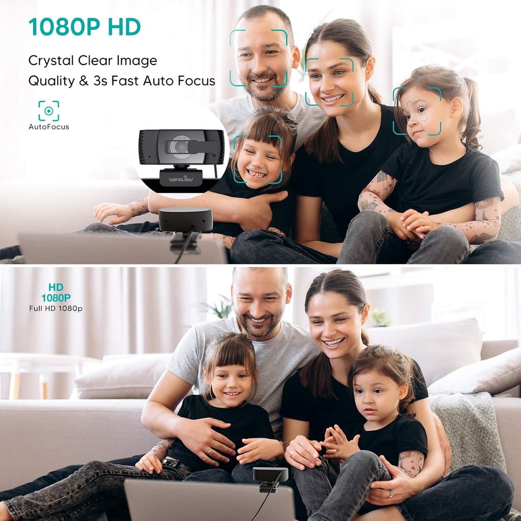 1080P HD USB Webcam with Microphone and Privacy Cover Pack of 2 E8812
