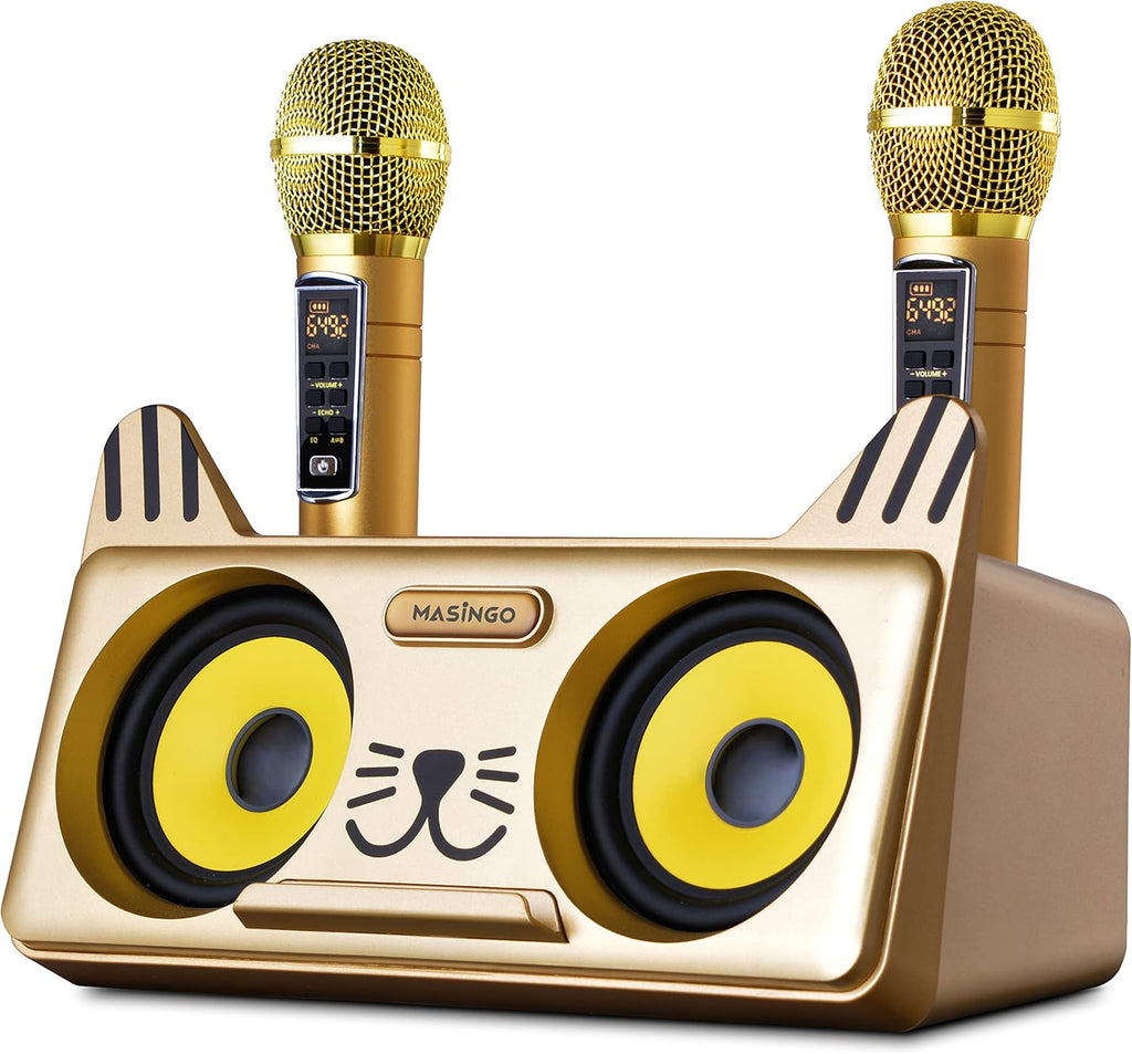 Portable Cat Karaoke Machine with 2 Wireless Microphones F279850